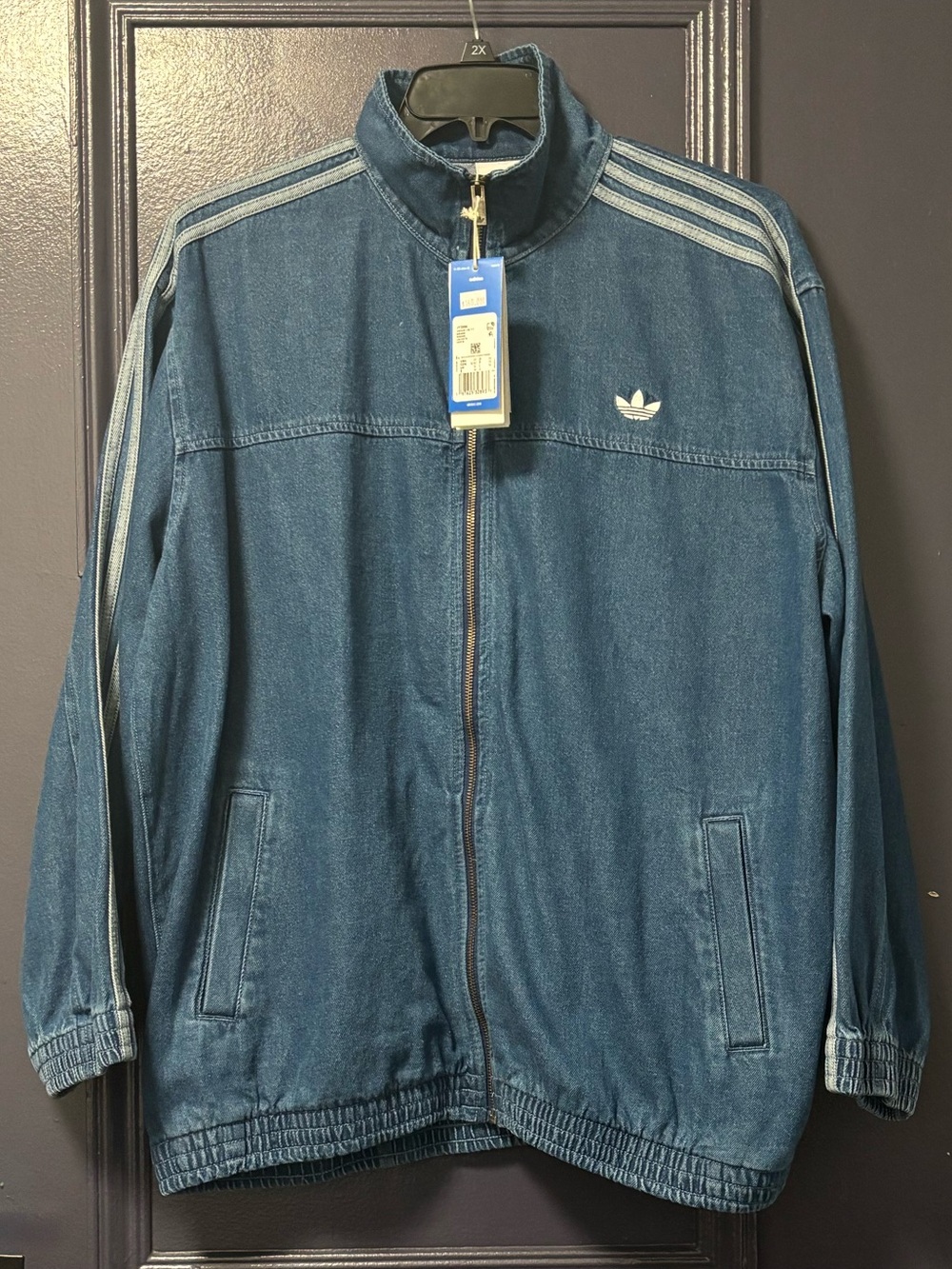 Adidas Adicolor Denim Jacket Full Zip Oversized Medium